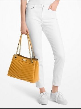 NWT Michael Kors Quilted Chevron Shoulder Bag in Golden Rod